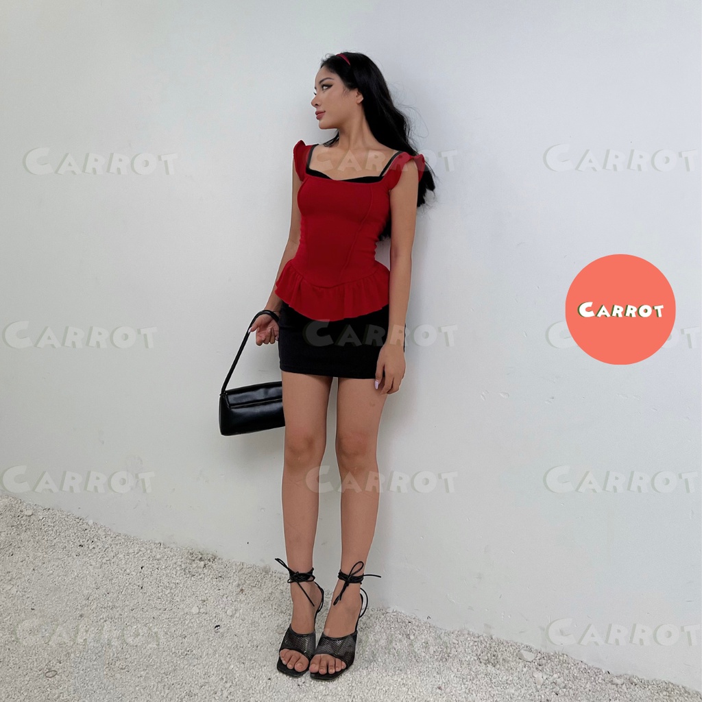 Áo đan 2 dây lưng chân váy ngắn ôm body sexy tôn dáng thiết kế cá tính sang chảnh đi chơi du lịch chụp ảnh Carrotxinhdep