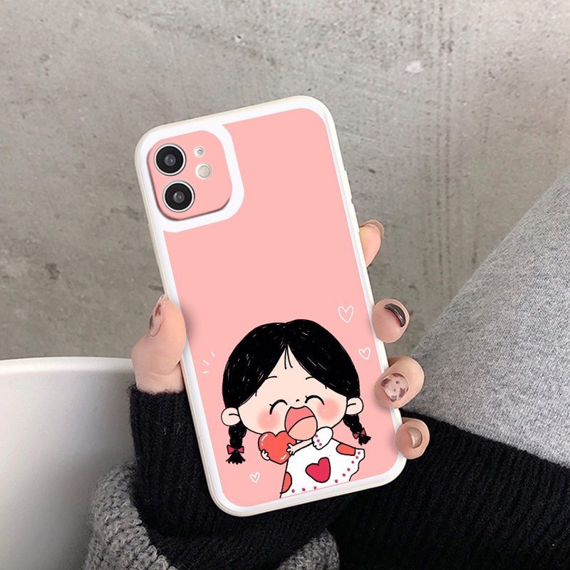 [ IPHONE ] Ốp Lưng girl vui nhộn Màu Bảo Vệ CAMERA  vuông  ốp iphone 12 pro /x/ 8plus/11 pro/11/12 pro max/13/ tr1183