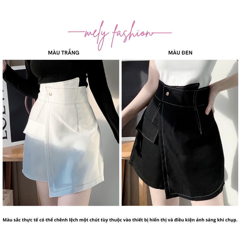 Quần giả váy nữ cạp cao viền chỉ nổi tôn dáng sang trọng có bigsize Mely's Fashion CV10