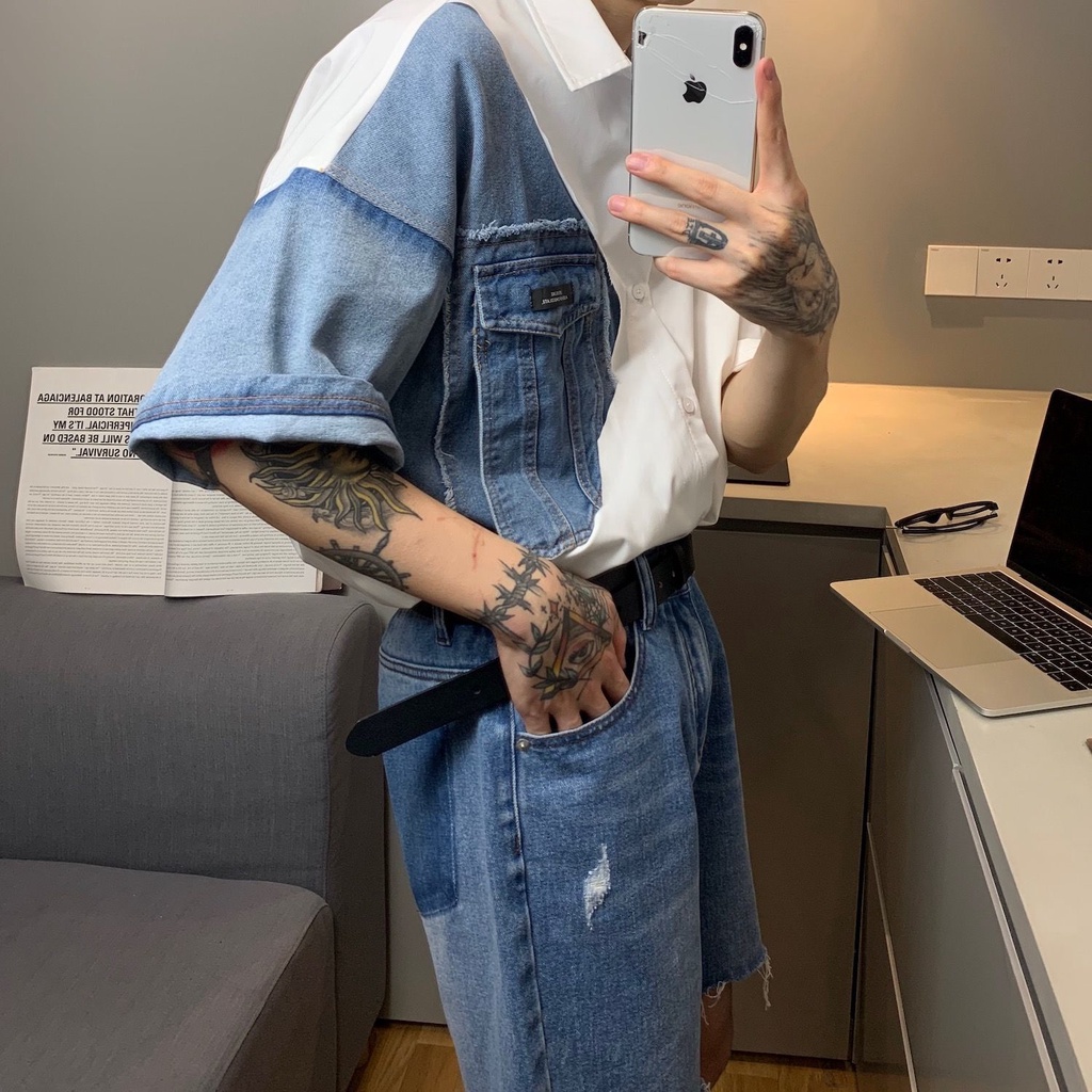 [F &amp; X] Áo Sơ Mi Denim Thời Trang Dành Cho Nam