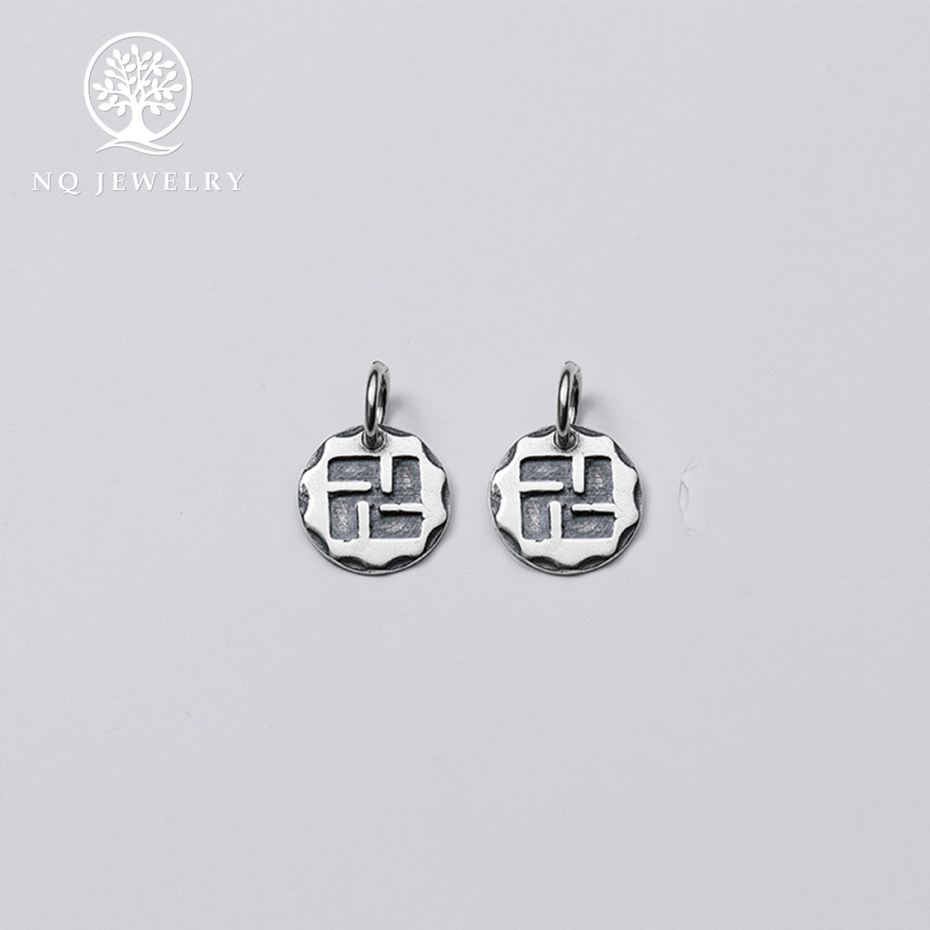Charm bạc hình chữ vạn treo - NQ Jewelry