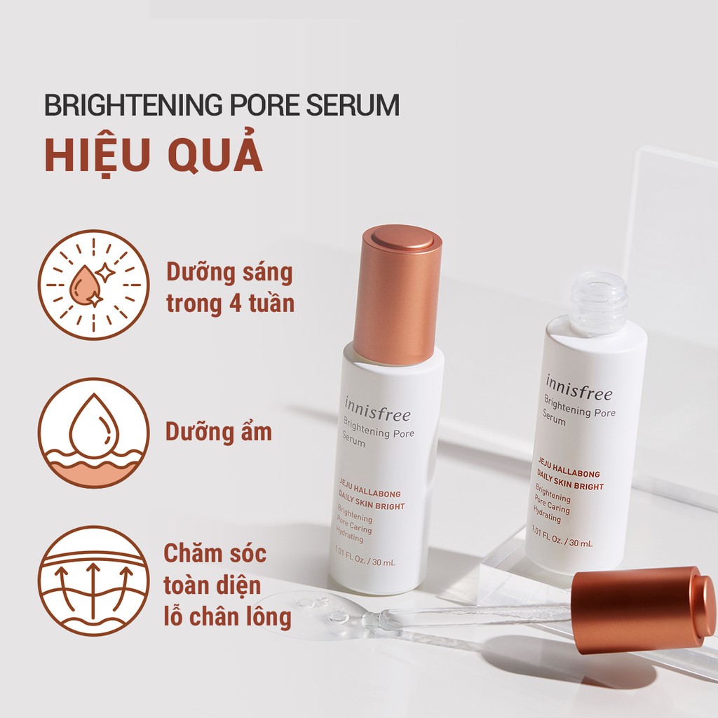 Tinh chất làm sáng da 3 trong 1 innisfree Brightening Pore Serum 30ml