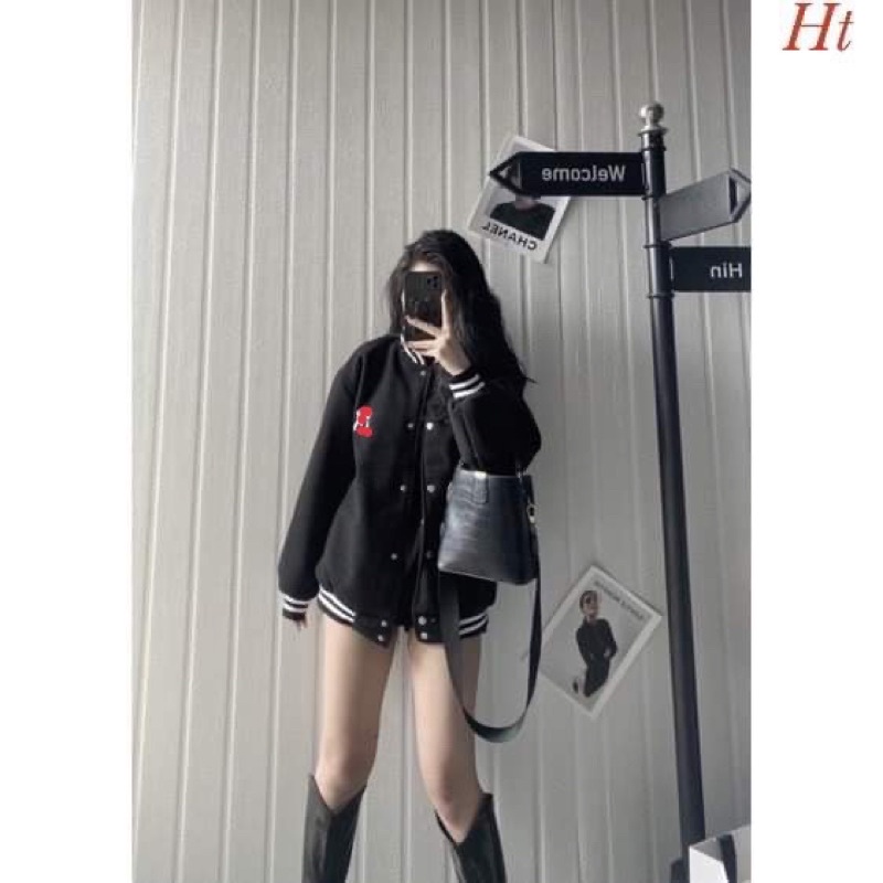 Áo bomber YN đen 2 chất H2A586