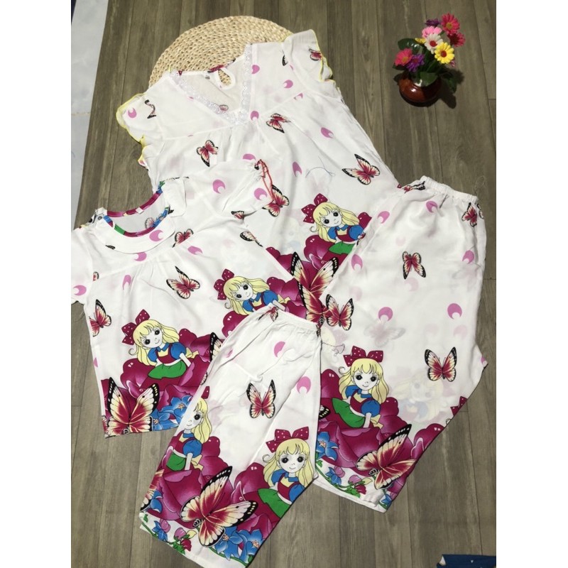 combo 2 bộ đồ mẹ và bé (mẹ size 1(40-48kg), bé size 34lỡ(8-10kg)