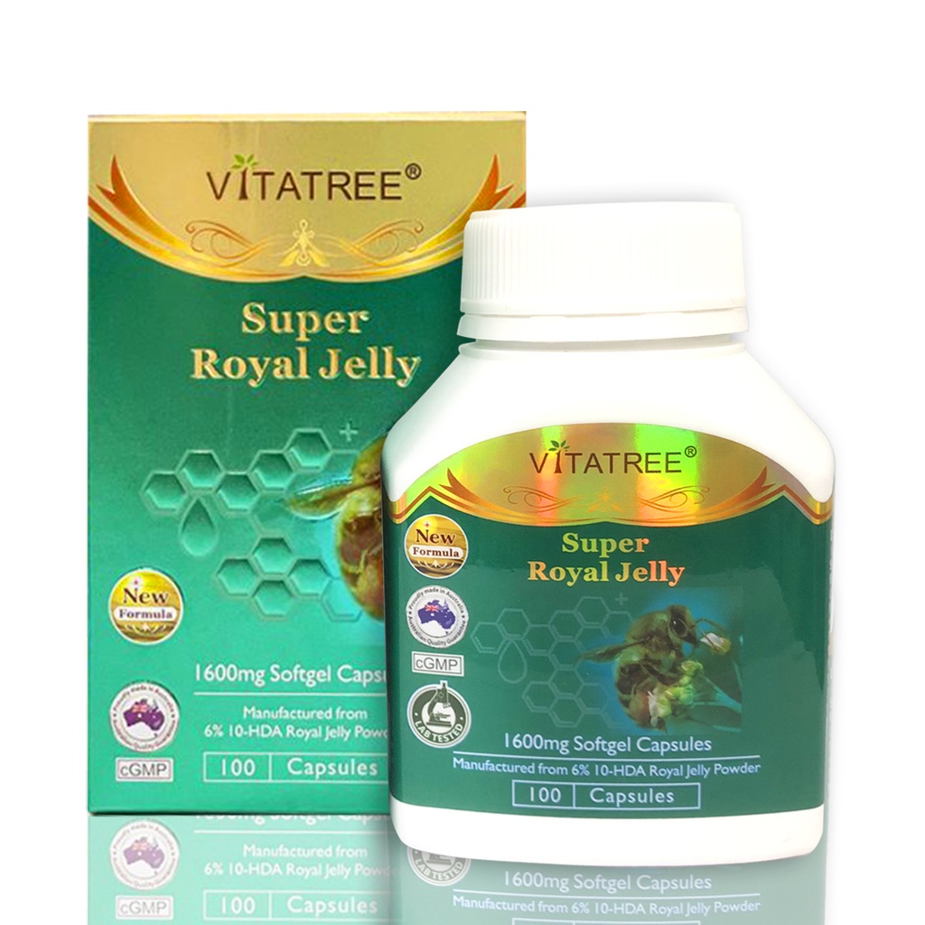 Viên Uống Sữa Ong Chúa Vitatree Royal Jelly 1600mg Bồi Bổ Cơ Thể Làm Đẹp Da Hộp 100 Viên