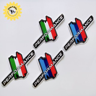 Tem decal trang trí hình sọc cờ Ý, Pháp chữ PERFORMANCE