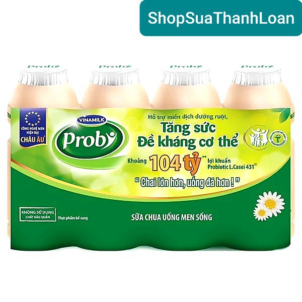 Lốc 4 chai Sữa chua uống Probi có Đường 130ml hsd 2021