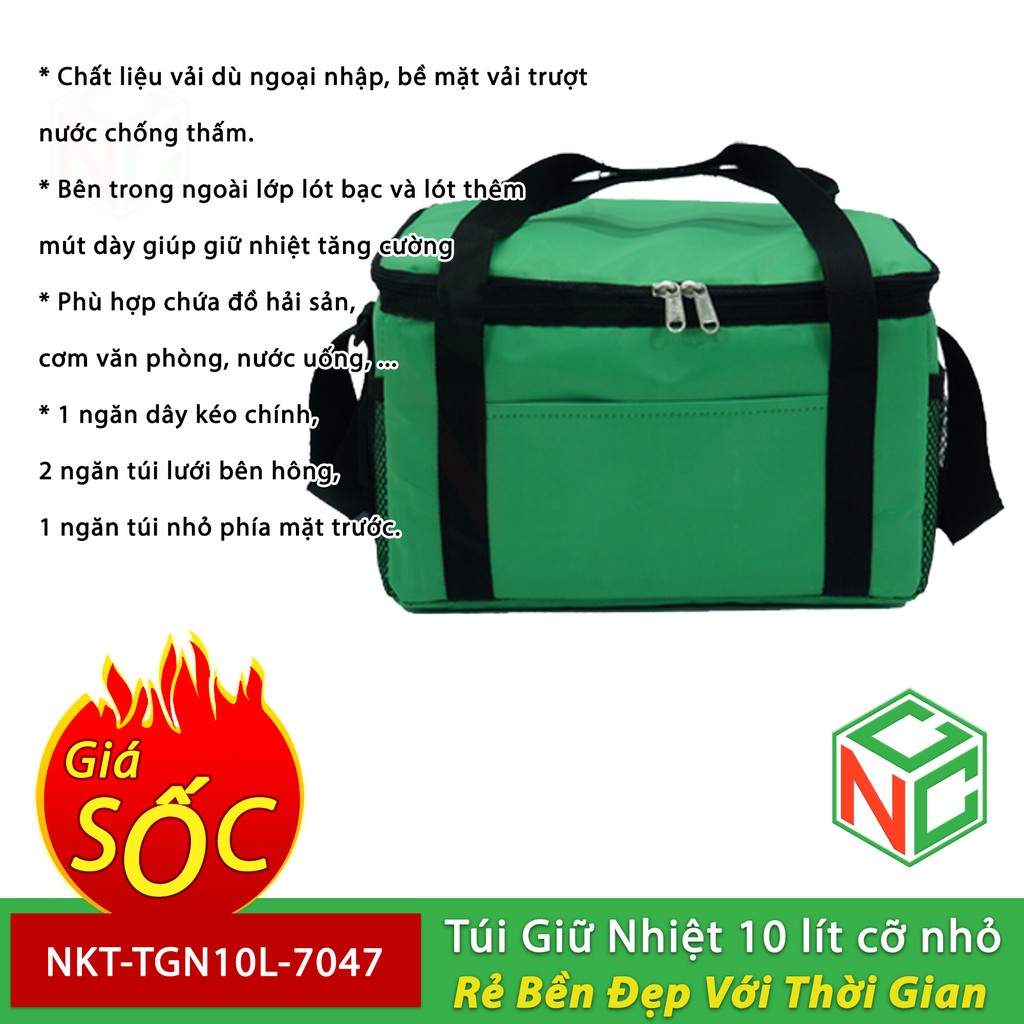 Túi Giữ Nhiệt Cỡ Nhỏ 10 11 Lít phù hợp Quán Ăn Uống Cafe Trà Sữa - Phòng Bếp - NKT-TGN10L-7047 (Nhiều màu)