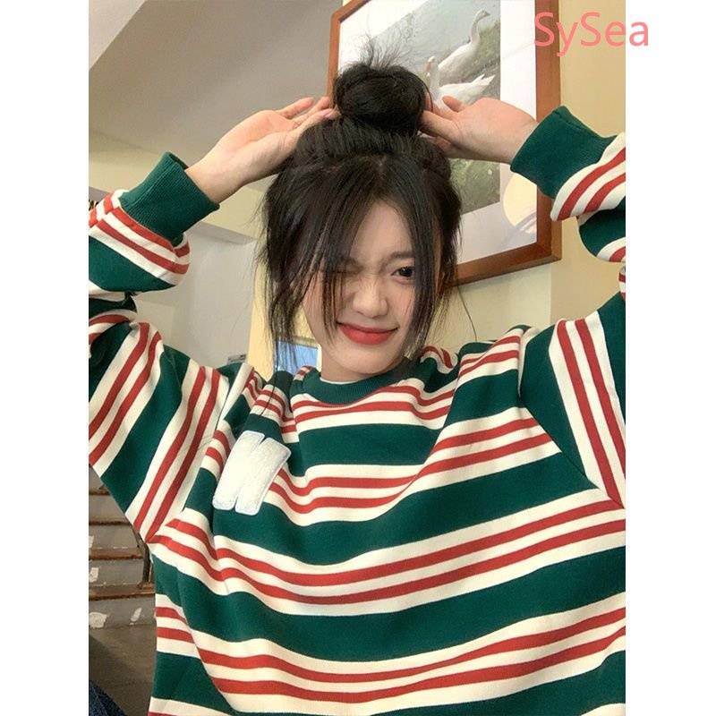 Áo Sweater Kẻ Sọc Kiểu Retro Mỹ Thời Trang Mùa Thu Cho Nữ