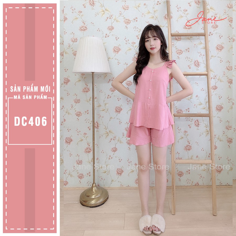 Bộ đồ mặc nhà JANE chất liệu vải đũi màu hồng DC406 , JANE bộ đồ mặc nhà chất liệu đũi tự nhiên | BigBuy360 - bigbuy360.vn