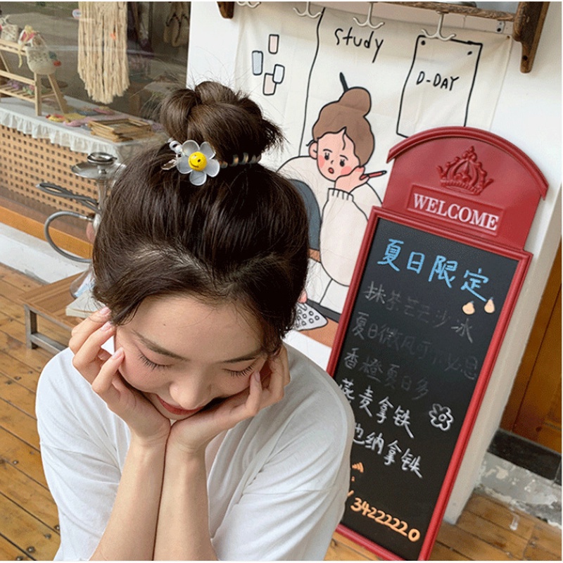 Dây Buộc Tóc Co Giãn Hình Hoa Hướng Dương Mặt Cười Thời Trang Cho Nữ