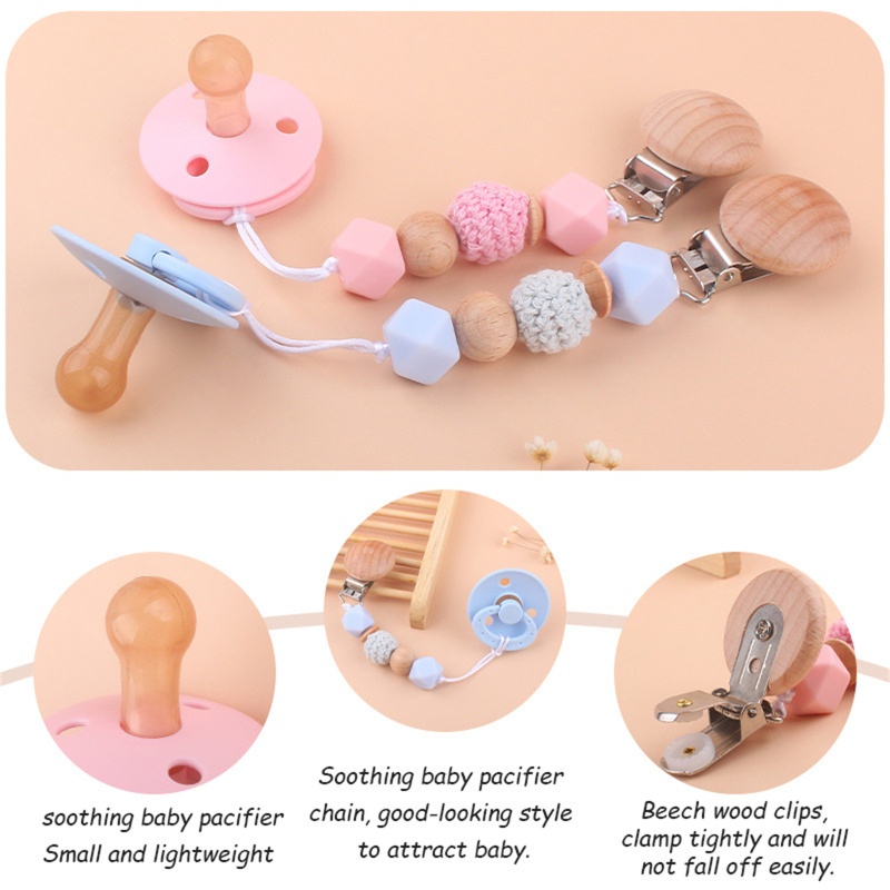 Núm Ti Giả Bằng Silicone Không BPA Thoải Mái Có Chuỗi Kẹp Tiện Lợi Dành Cho Em Bé