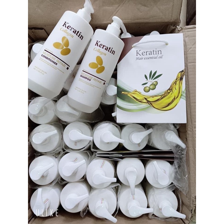 Cặp Dầu Gội Và Xả Keratin Colagen Moisture Repair Shampoo Giúp Cấp Ẩm Nuôi Dưỡng Tóc Giảm Gãy Rụng Kích Mọc Tóc 500ml
