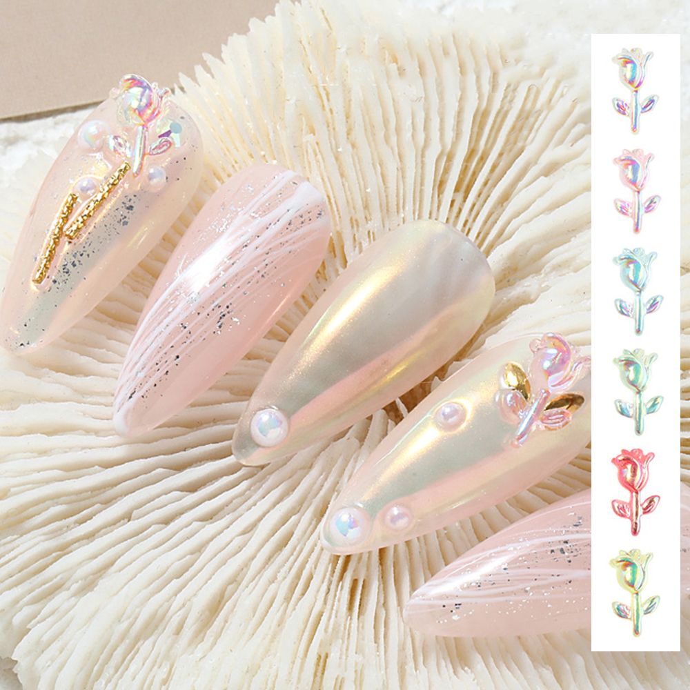 [Hàng mới về] Phụ kiện trang trí móng tay hình hoa hồng 3D nhiều màu lấp lánh
