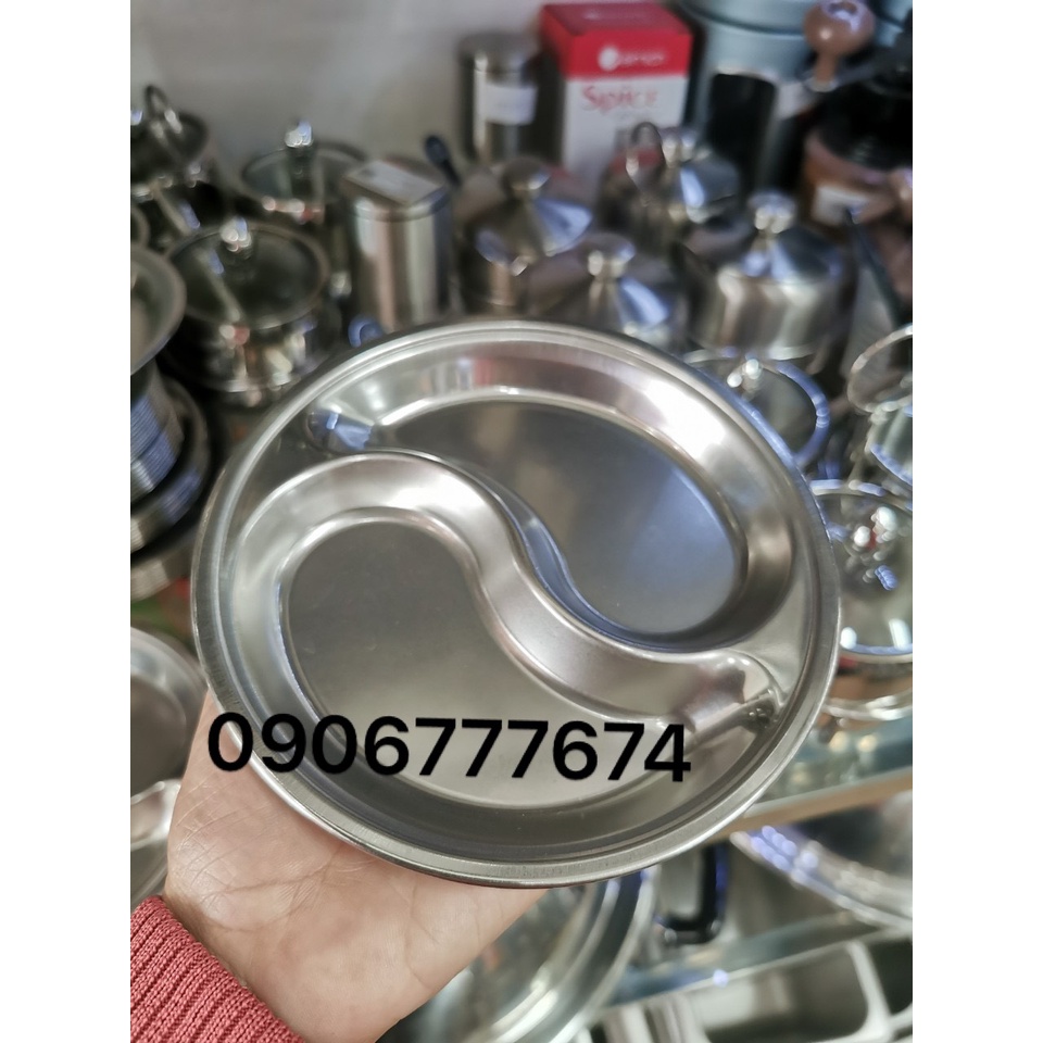 Dĩa Tương / Dĩa Đựng Gia Vị Inox 2 Ngăn