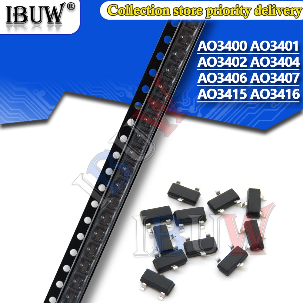 Bộ 50 Linh Kiện Điện Tử AO3400 AO3401 AO3402 AO3404 AO3406 AO3407 AO3415 AO3416 SOT23