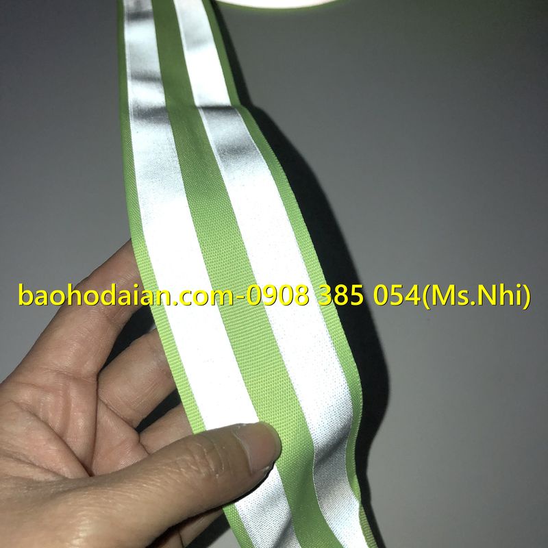 Cuộn phản quang vải 2 sọc phản quang xám poly bản 5cm dài 100m