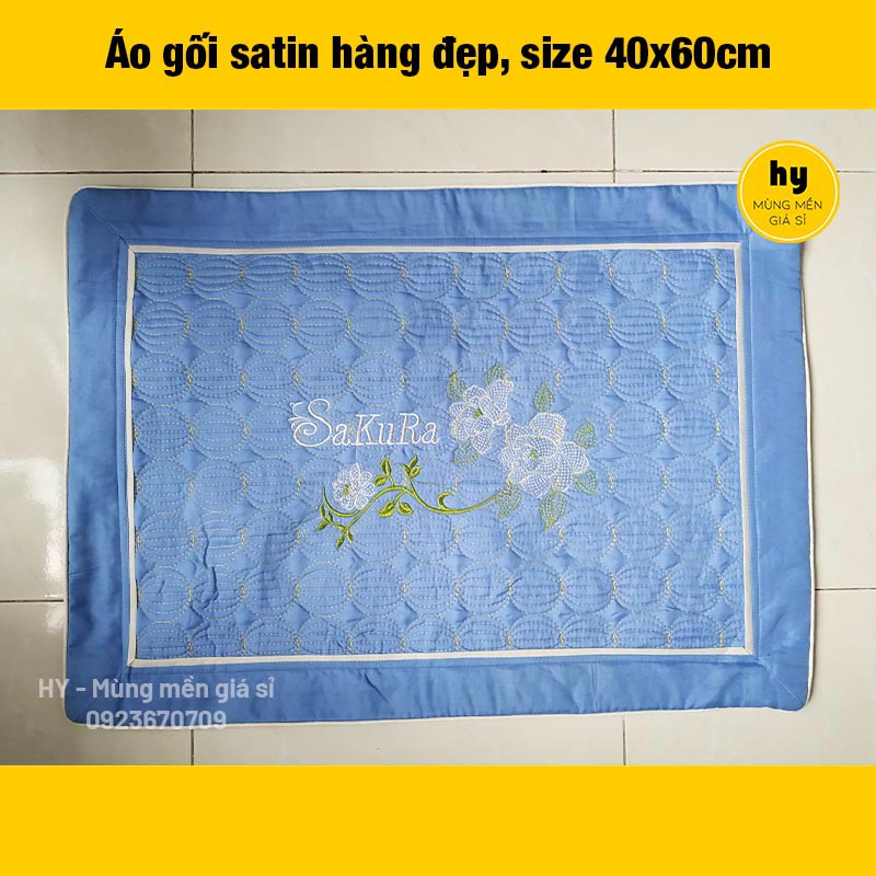 Áo gối 40x60cm chần thêu cao cấp, may viền, có khóa kéo - ẢNH THẬT 100% | Mùng mền giá sỉ Hy