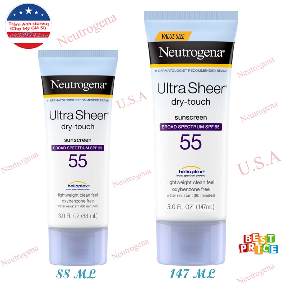 Kem Chống Nắng Neutrogena Ultra Sheer Dry Touch SPF 55 (88 ML)