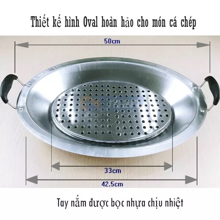 [Loại To]Khay Lẩu Cá Chép Om Dưa INOX,dùng được mọi loại bếp