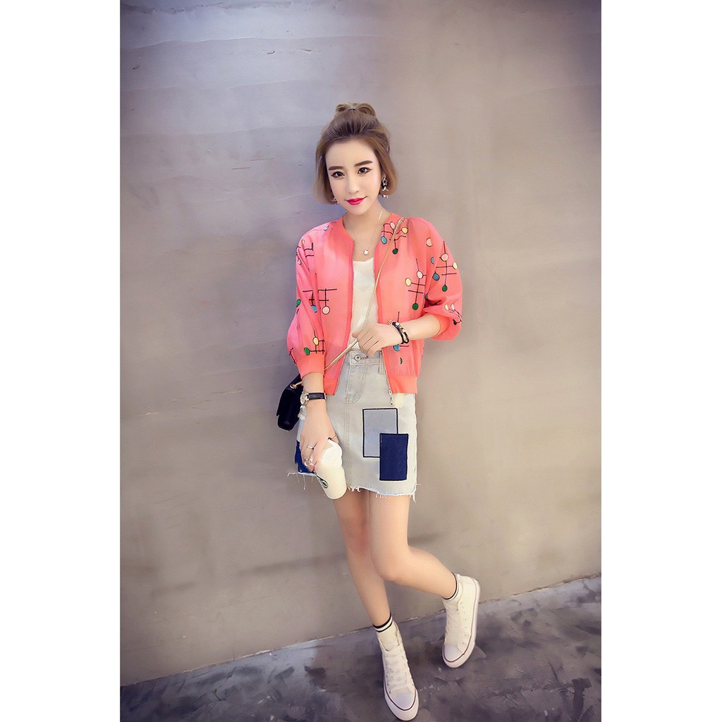 Áo khoác voan bomber - Áo khoác nữ