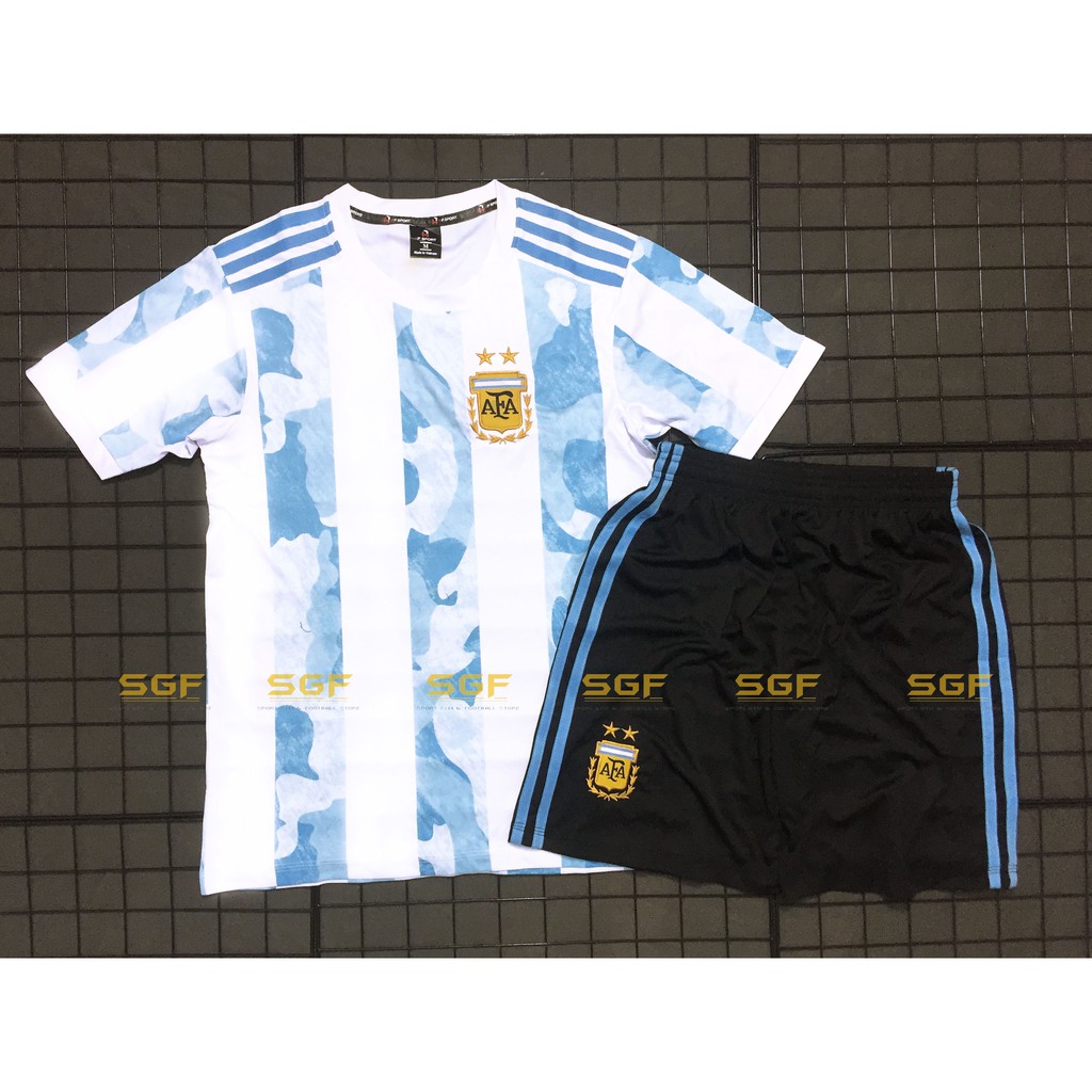 Đồ Bóng Đá ACHENTINA trắng sọc xanh sân nhà 2020