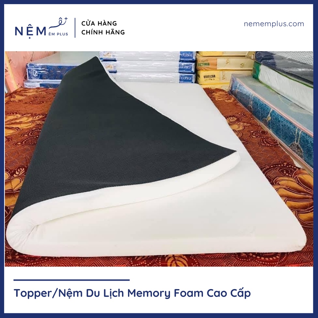 140x200x5cm - Topper Memory Foam Vải Gấm Cao Cấp - Bảo hành 5 năm - Nệm Êm Plus