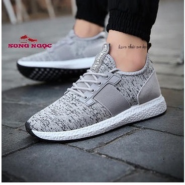 GiàyThể thao Nam Giày Sneaker thoáng khí khử mùi giữ nhiệt rẻ êm mềm phù hợp 4 mùa hd3 xám