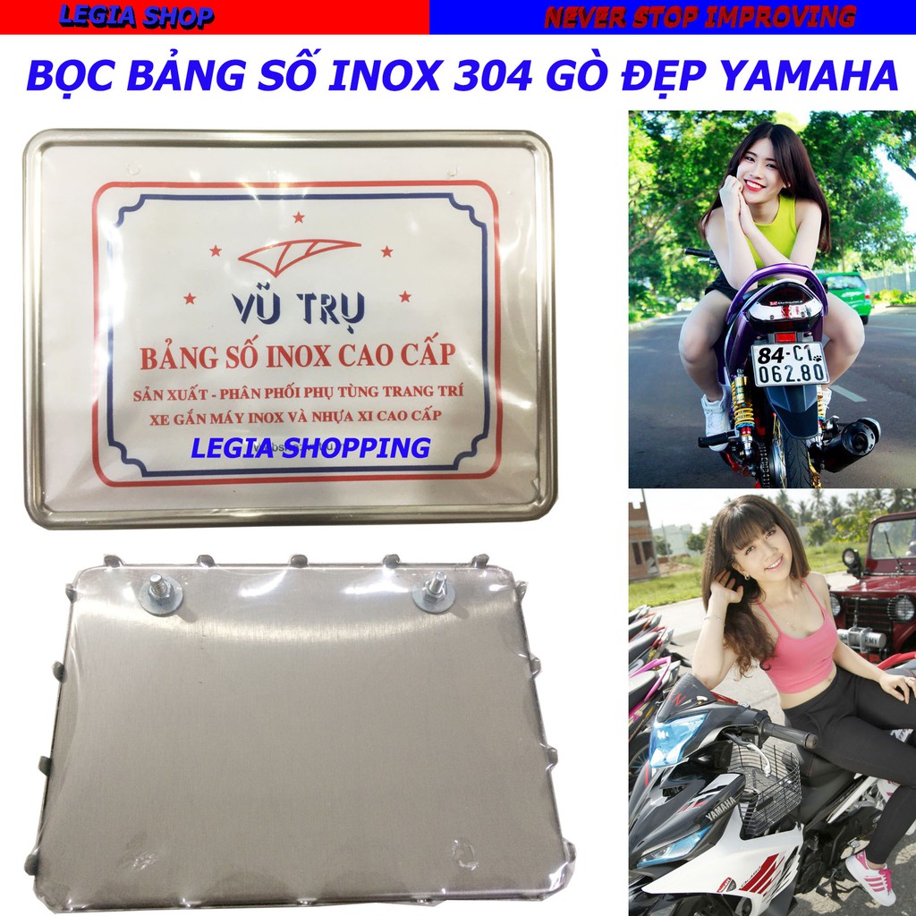 BỌC BẢNG SỐ - KẸP BẢNG SỐ INOX CAO CẤP VT GẮN XE YAMAHA SIRIUS / EXCITER / NOVOU / NOZZA