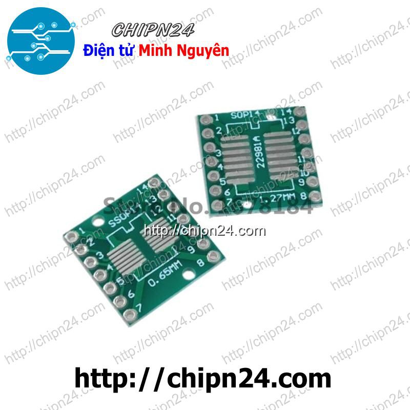 [2 CÁI] Đế chuyển SOP14 SSOP14 TSSOP14 sang DIP14 (PCB chuyển, Mạch chuyển)