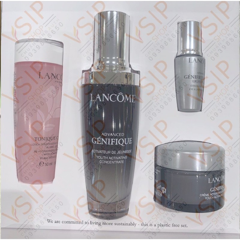 TEM CHÍNH HÃNG - DATE 11/2023 - Bộ set serum trẻ hoá da Lancome Advanced Genifique 50ml + quà tặng 3 món