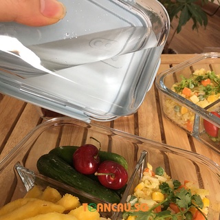 Hộp đựng thực phẩm, thức ăn - Hộp cơm văn phòng thủy tinh chia ngăn tự chọn
