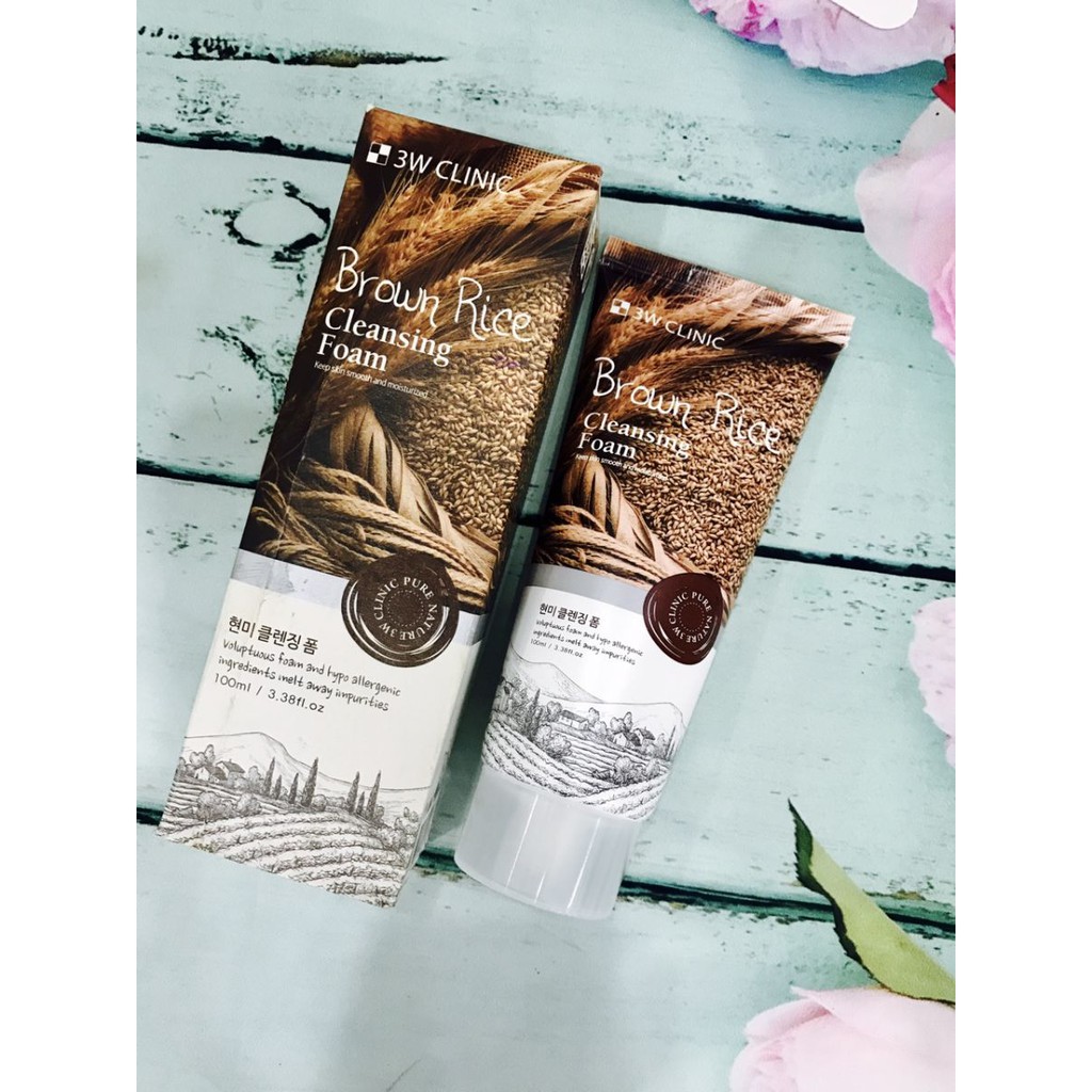 Sữa rửa mặt làm sạch sâu và sáng da chiết xuất từ lúa mạch 3W CLINIC BROWN RICE CLEANSING FOAM 100ml-Hàn Quốc Chính Hãng | BigBuy360 - bigbuy360.vn