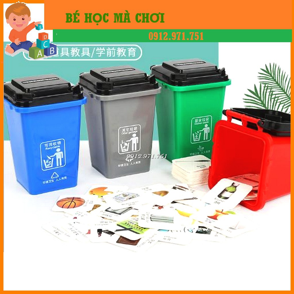 Bộ thùng rác đồ chơi – tập cho bé phân loại rác thải [ORDER]