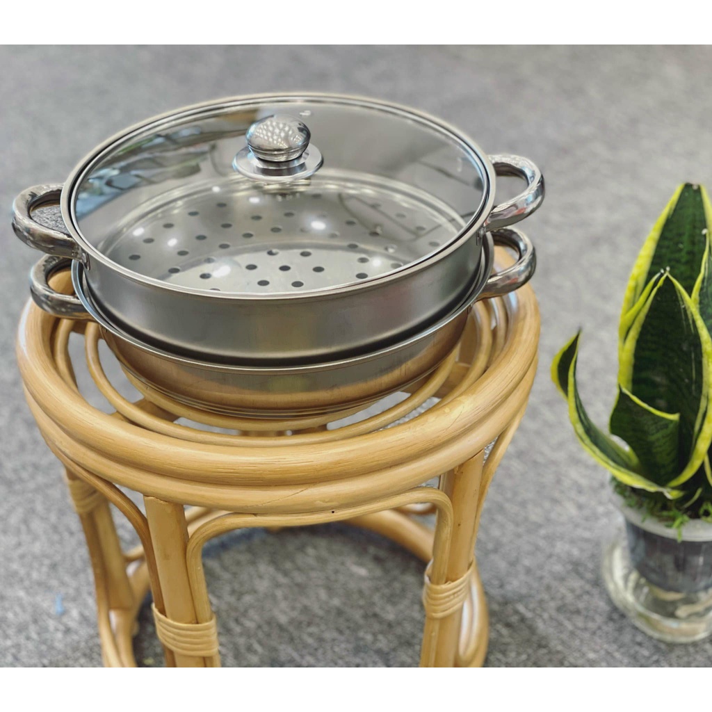 Nồi hấp 2 tầng kèm nắp kính 28cm