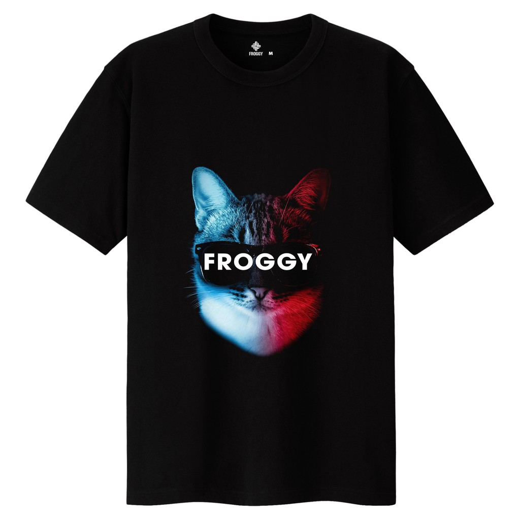 Áo thun tay lỡ FROGGY phông unisex nam nữ cotton oversize form rộng rất dễ phối đồ in hình MÈO vào ba đeo kính siêu ngầu | BigBuy360 - bigbuy360.vn