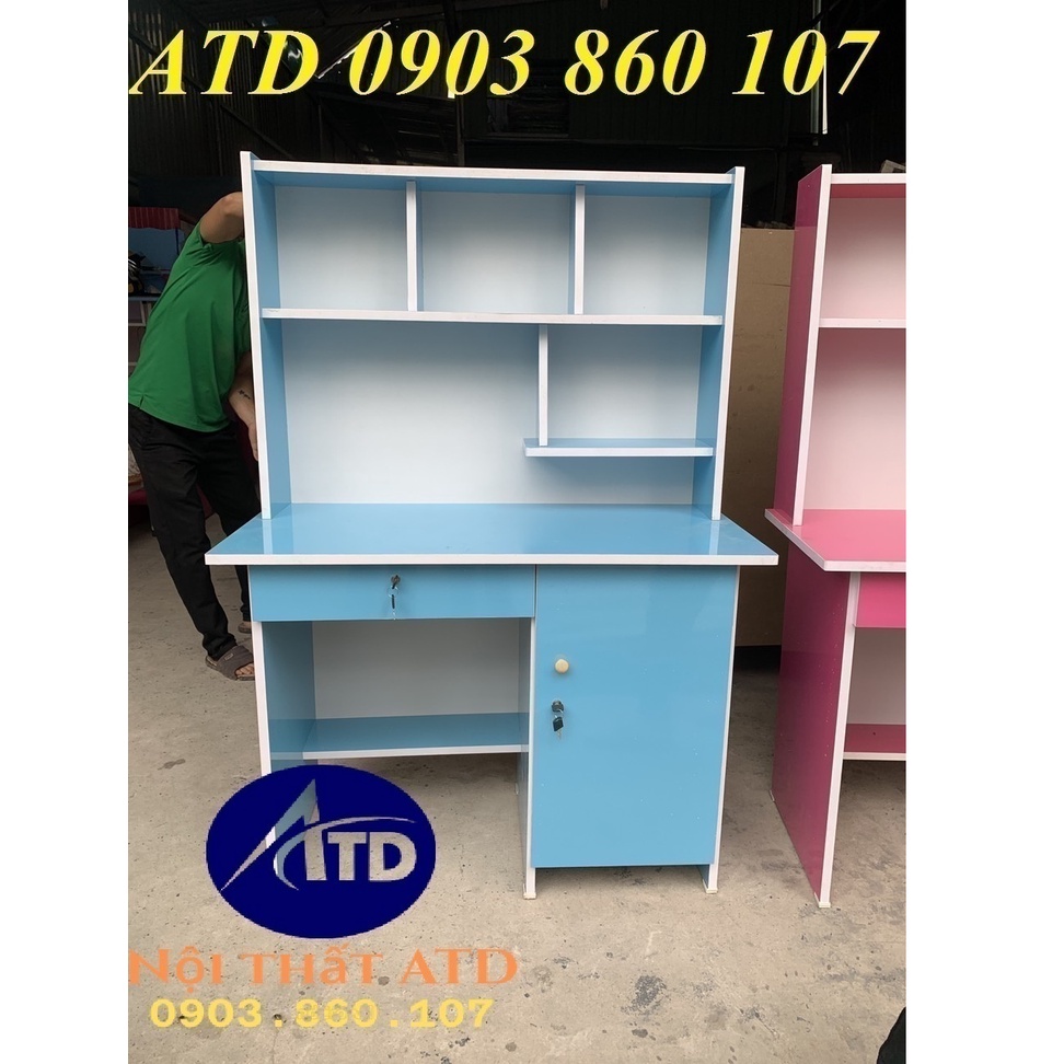 Bàn học sinh gỗ okal liền kệ sách cho bé giá rẻ, tặng hình dán đẹp