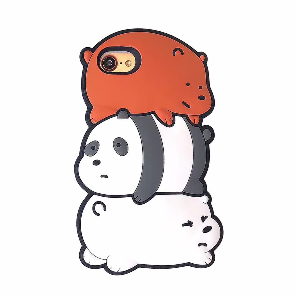 Ốp điện thoại họa tiết hoạt hình We Bare Bears 3D cho iPhone 6 6s+ 7 8+ X XS MAX XR 11 Pro Max 12 pro max