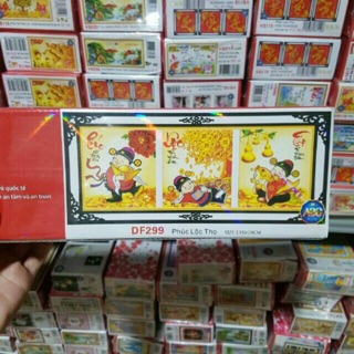 Tranh Đính Đá Phúc Lộc Thọ Thần Tài
