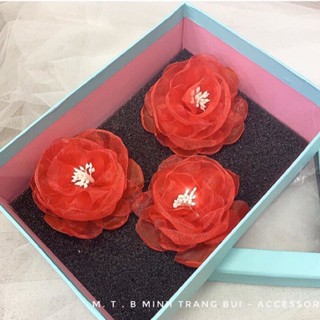 set hoa lụa cài đầu
