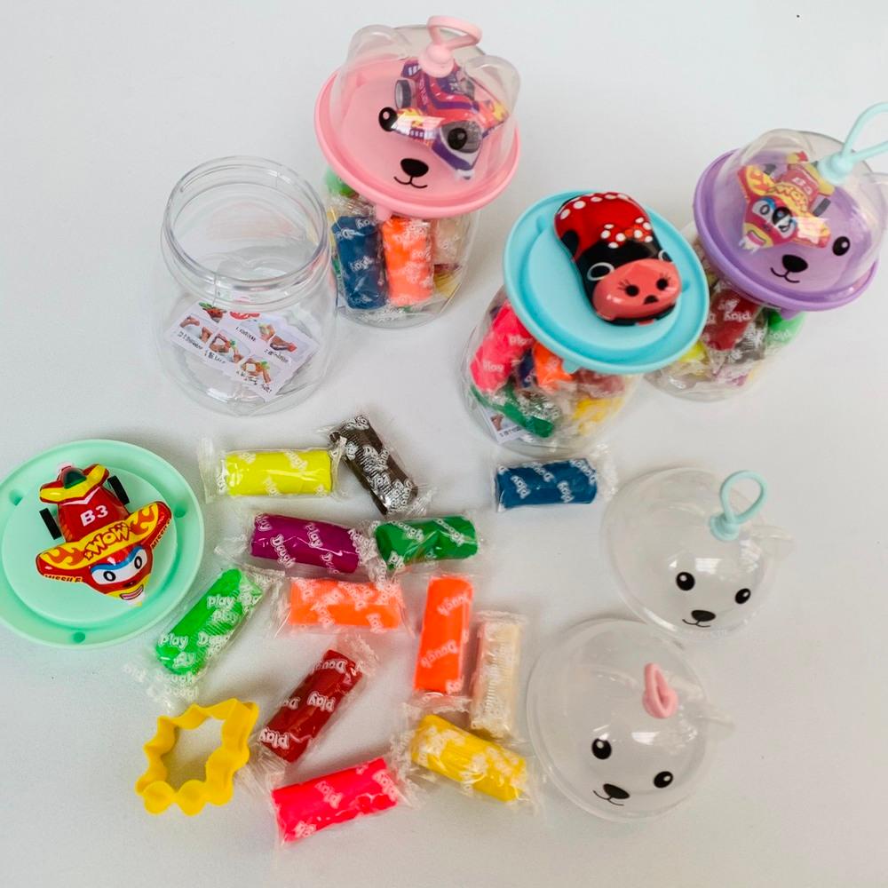 Đất nặn hình gấu cute hộp 12 viên đắt đủ mầu + tặng một xe đồ chơi mini