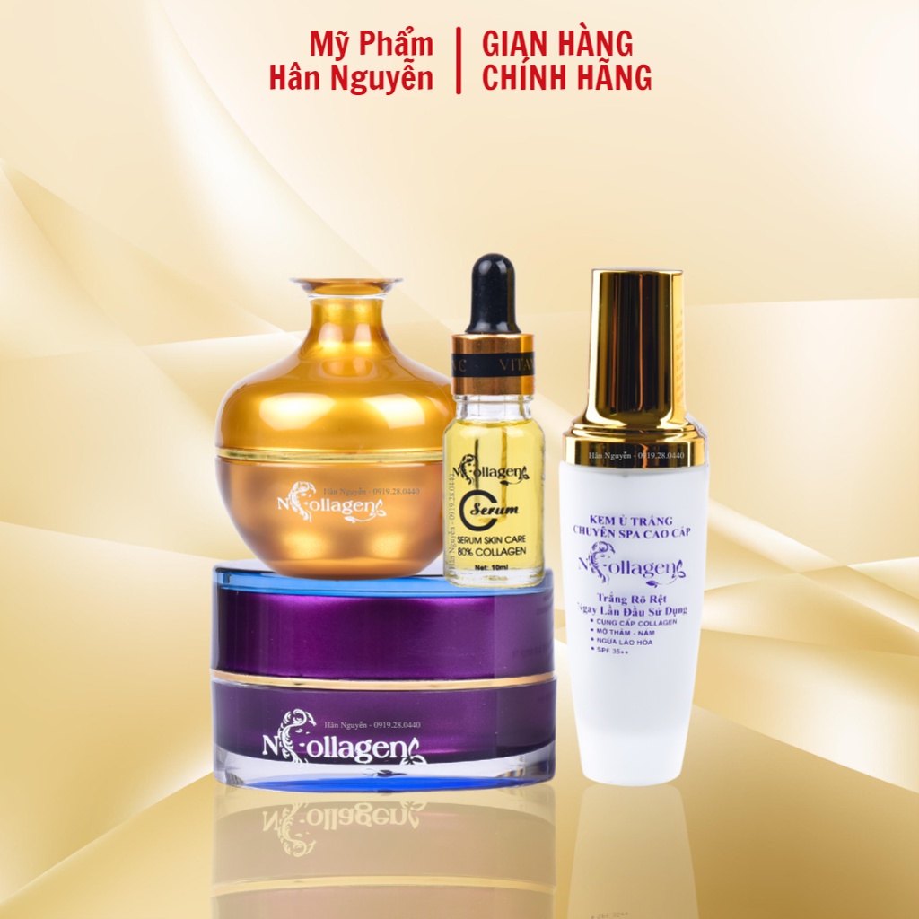 Bộ kem dưỡng ngày và đêm cho da khô giúp dưỡng trắng mờ thâm nám tàn nhang NCollagen Hân Nguyễn