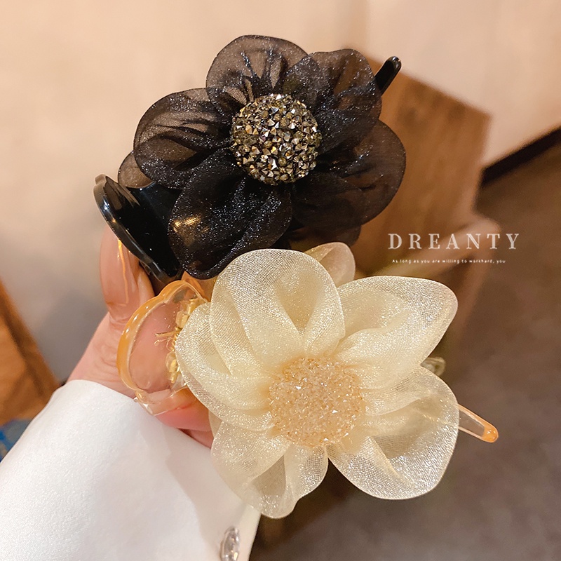 Kẹp Tóc Hình Nơ Lưới Đính Kim Cương Nhân Tạo Thời Trang Hàn Quốc