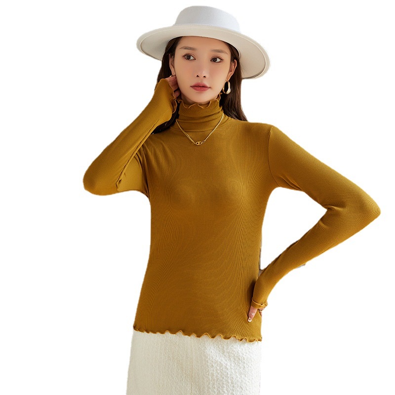 Áo Thun Tay Dài Cổ Cao Thời Trang Thu Đông Cho Nữ