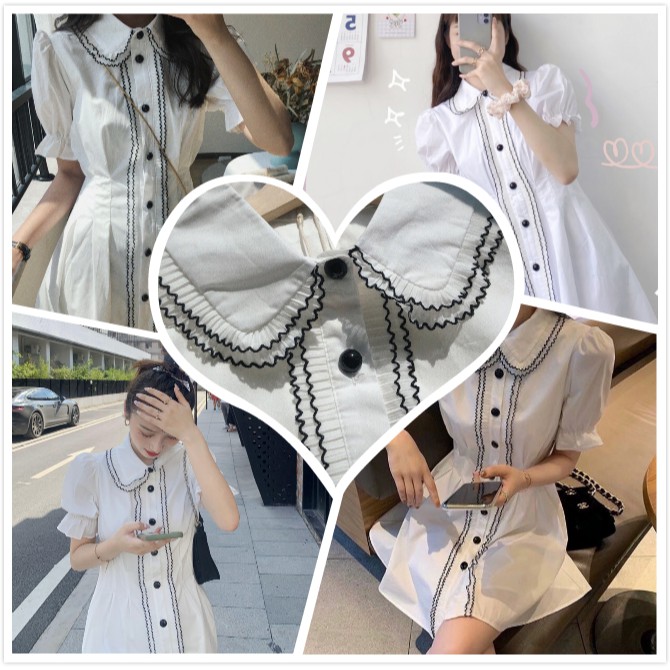 Đầm nữ tay ngắn phong cách ngọt ngào và dễ thương | BigBuy360 - bigbuy360.vn