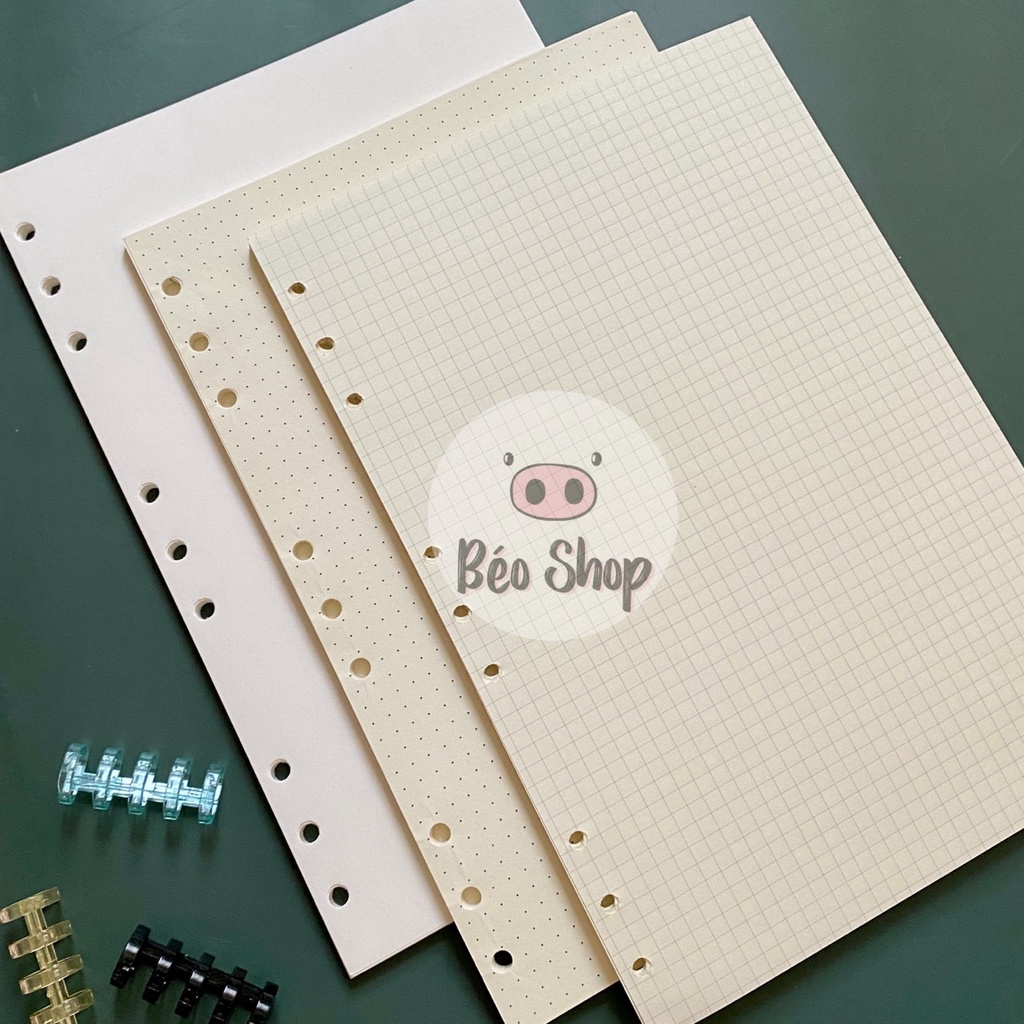 Giấy refill B5 9 lỗ A5 6 lỗ Béo shop ruột sổ còng phụ kiện sổ planner bullet journal