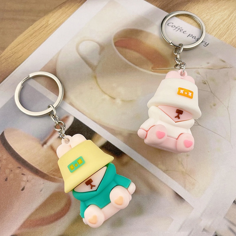 Móc khóa thỏ đội nón đáng yêu
