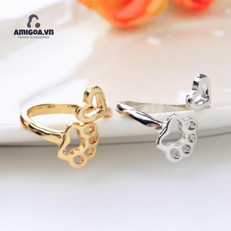 Nhẫn Hở Họa Tiết Chân Chó Đơn Giản Sáng Tạo