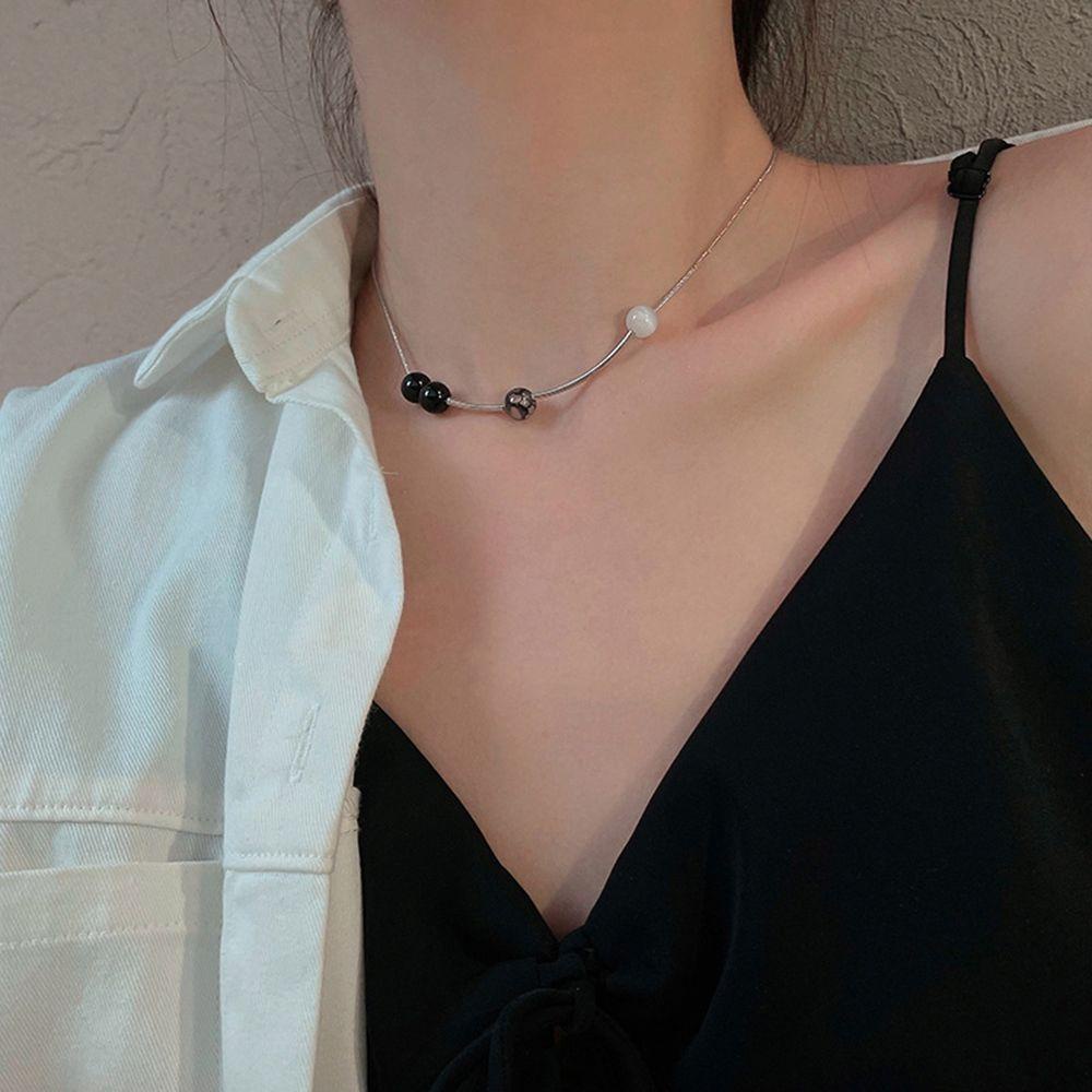 USNOW Vòng Cổ Choker Bằng Thép Titan Đính Hạt Mắt Mèo Phong Cách Hàn Quốc Cổ Điển Thanh Lịch Dành Cho Bạn Nữ