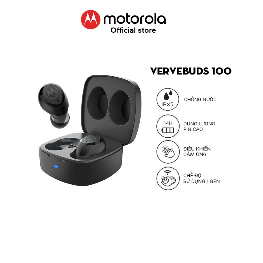 Tai nghe bluetooth Motorola không dây - VerveBuds100- Thời lượng pin 14h- Hỗ trợ đàm thoại thông minh